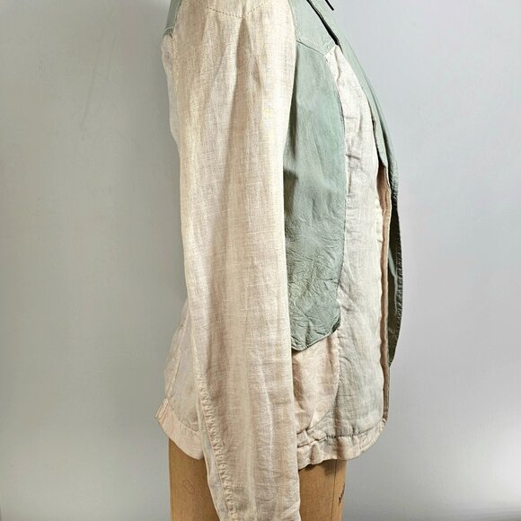 Hettabretz | Archival Goatskin Leather & Linen Paneled Blazer | Made in Italy - Picture 5 of 12